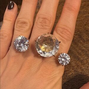 Aquazzura Gold-Tone Triple Crystal ring - Clear Crystals